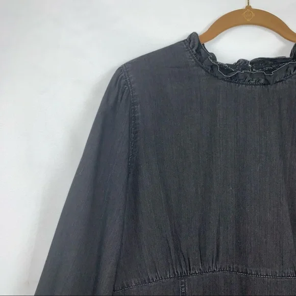 Madewell Denim Ruffled Mockneck Dress - Picture 5 of 11